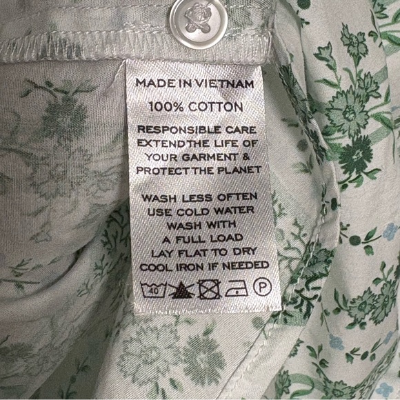 Hill House Women's The James Shirt Green and White Vine Stripe Large - Picture 10 of 11